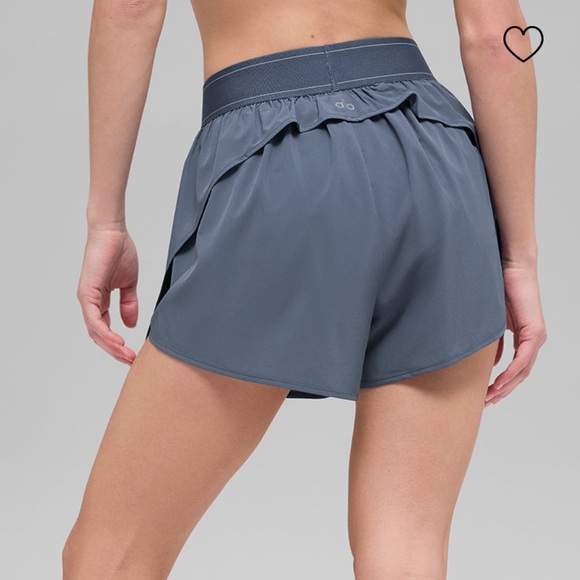 ALO Yoga Black High-Cut Performance Shorts In Bluestone - Picture 3 of 6